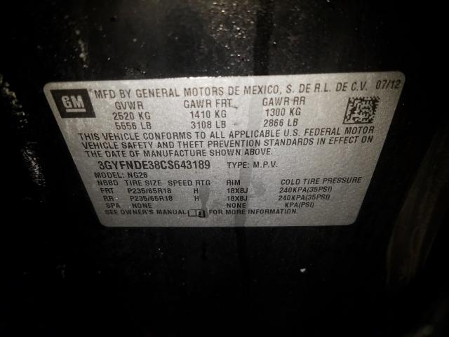 2012 CADILLAC SRX 3GYFNDE38CS643189