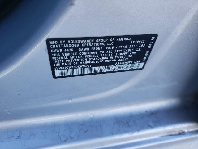 2013 VOLKSWAGEN PASSAT 1VWAP7A36DC075773