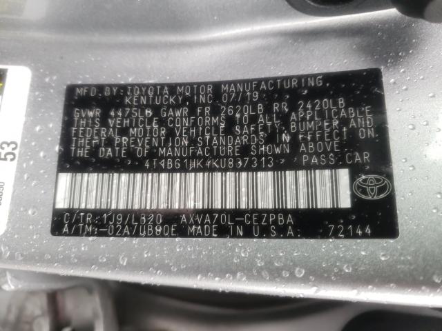 2019 TOYOTA CAMRY XSE - 4T1B61HK4KU837313