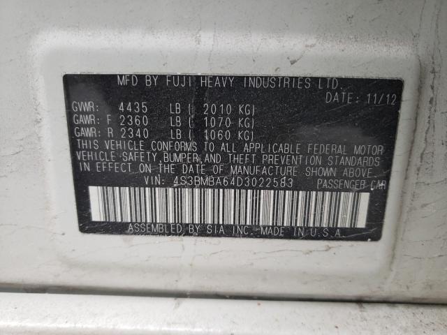 2013 SUBARU LEGACY 4S3BMBA64D3022583