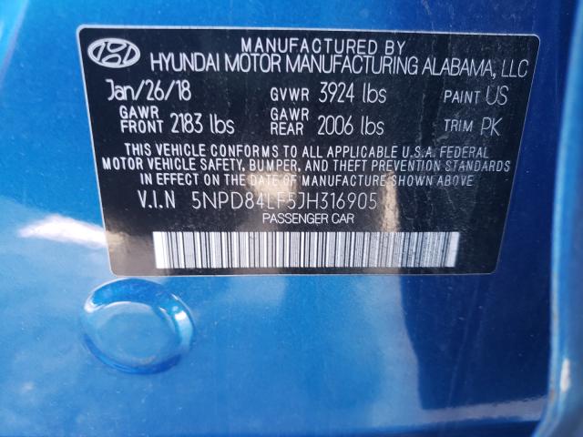 2018 HYUNDAI ELANTRA SE 5NPD84LF5JH316905