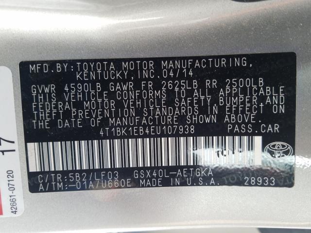 2014 TOYOTA AVALON XLE 4T1BK1EB4EU107938