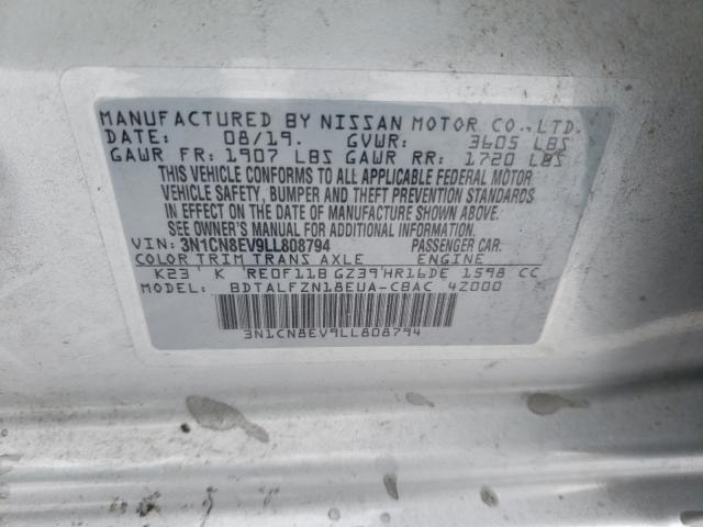 2020 NISSAN VERSA SV 3N1CN8EV9LL808794