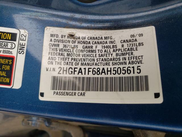2010 HONDA CIVIC LX-S 2HGFA1F68AH505615