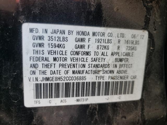 2012 HONDA FIT SPORT - JHMGE8H52CC036885