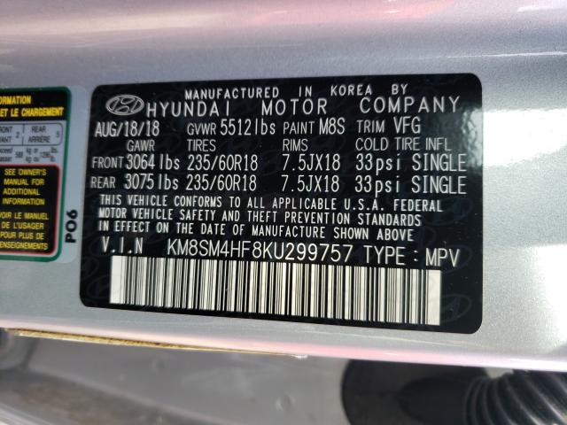2019 HYUNDAI SANTA FE X KM8SM4HF8KU299757