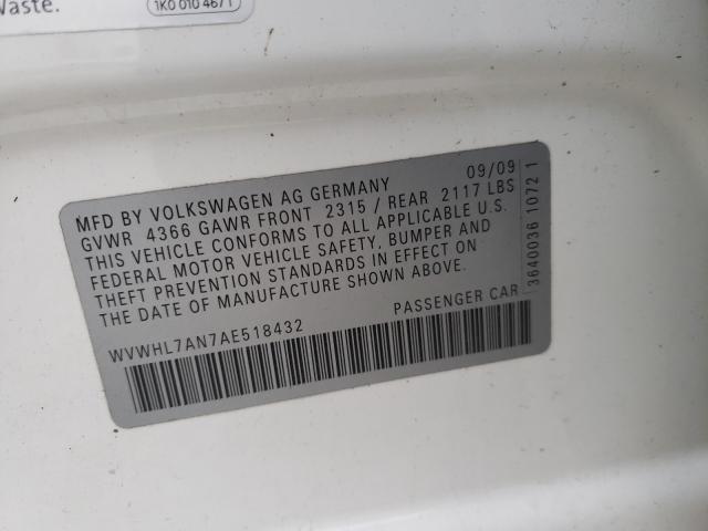 2010 VOLKSWAGEN CC WVWHL7AN7AE518432