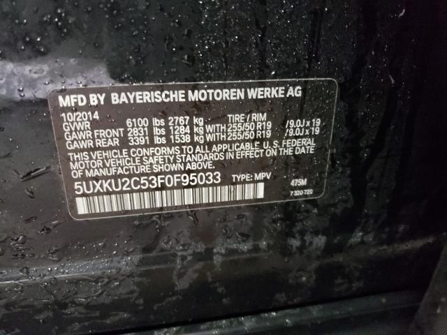 2015 BMW X6 XDRIVE3 5UXKU2C53F0F95033