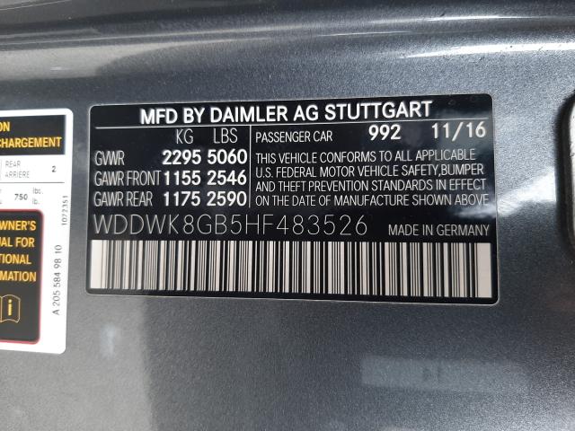 2017 MERCEDES-BENZ C 63 AMG WDDWK8GB5HF483526