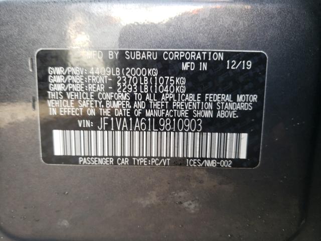 2020 SUBARU WRX JF1VA1A61L9810903