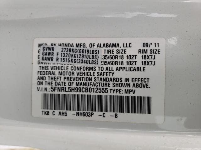 2012 HONDA ODYSSEY TO 5FNRL5H99CB012555