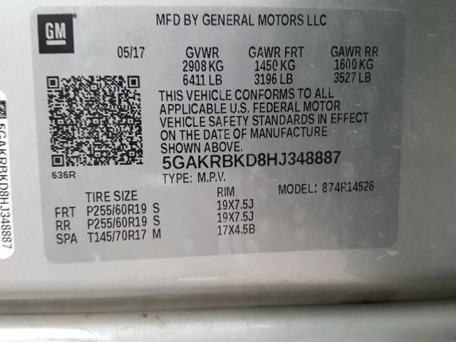 2017 BUICK ENCLAVE 5GAKRBKD8HJ348887
