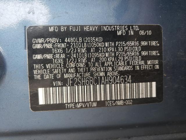 2010 SUBARU FORESTER X JF2SH6BC1AH904634