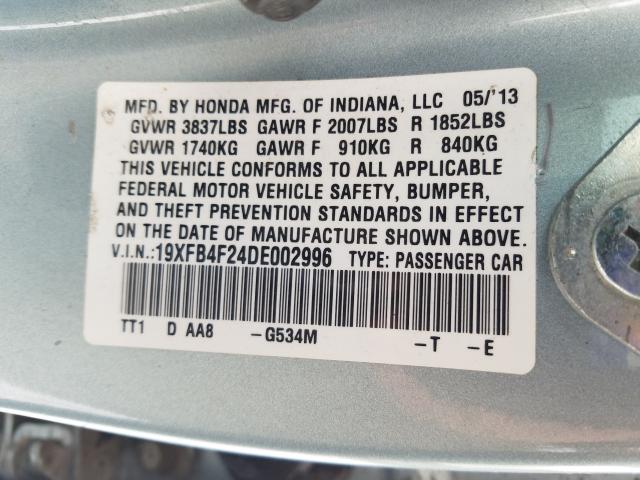 2013 HONDA CIVIC HYBR 19XFB4F24DE002996