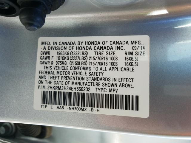 2014 HONDA CR-V 2HKRM3H34EH566202