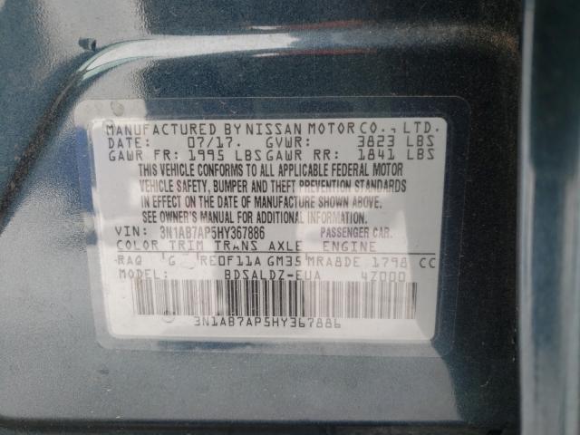 2017 NISSAN SENTRA SV 3N1AB7AP5HY367886