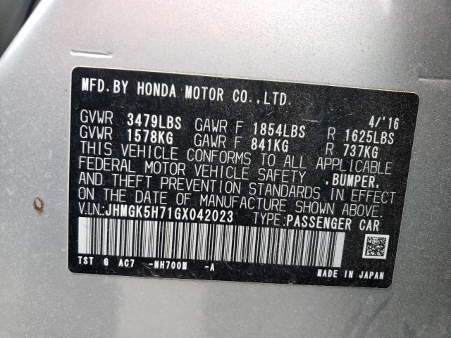 2016 HONDA FIT EX JHMGK5H71GX042023