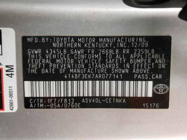 2010 TOYOTA CAMRY 4T4BF3EK7AR077141