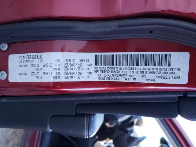 2016 JEEP CHEROKEE S 1C4PJLAB2GW259397