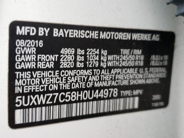 2017 BMW X3 SDRIVE2 5UXWZ7C58H0U44978