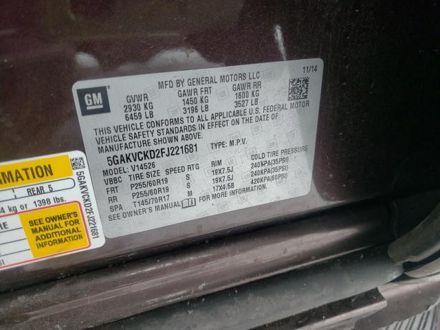 2015 BUICK ENCLAVE 5GAKVCKD2FJ221681