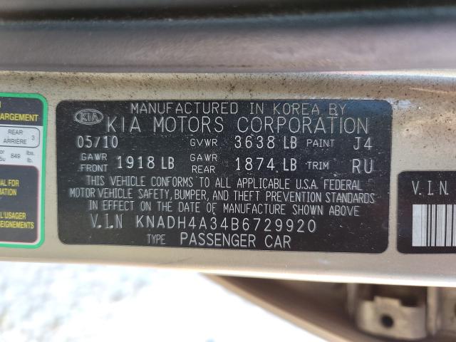 2011 KIA RIO BASE KNADH4A34B6729920