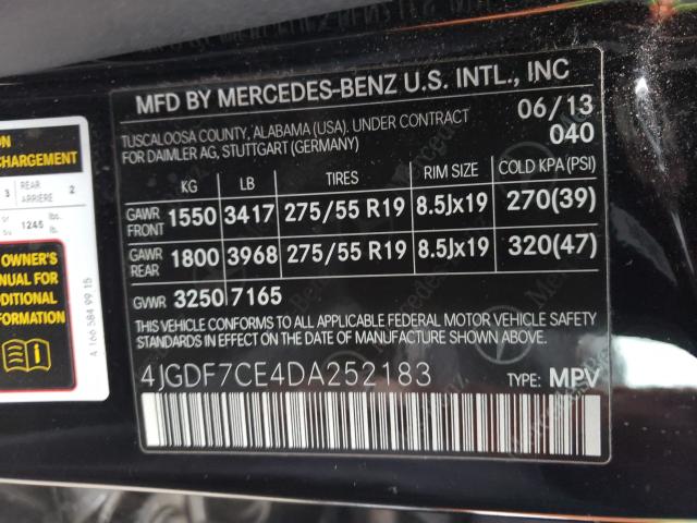 2013 MERCEDES-BENZ GL 450 4MA 4JGDF7CE4DA252183