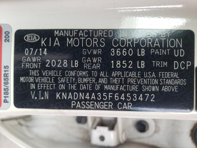 2015 KIA RIO EX KNADN4A35F6453472