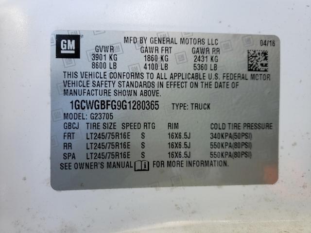 2016 CHEVROLET EXPRESS G2 1GCWGBFG9G1280365