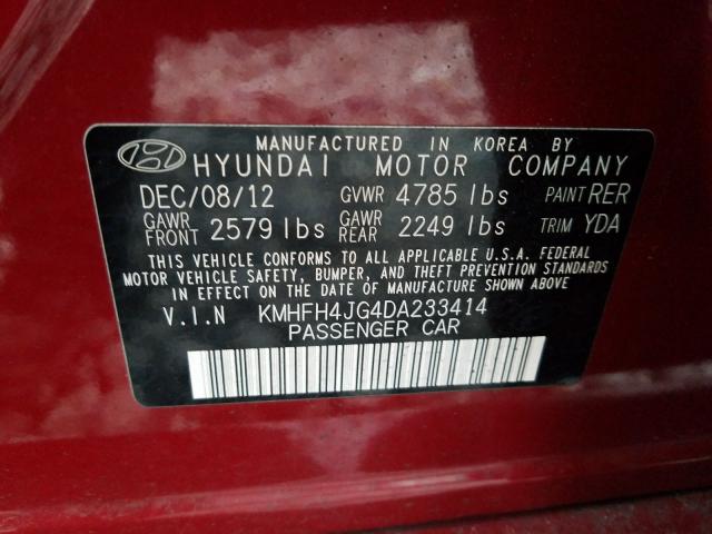 2013 HYUNDAI AZERA GLS KMHFH4JG4DA233414