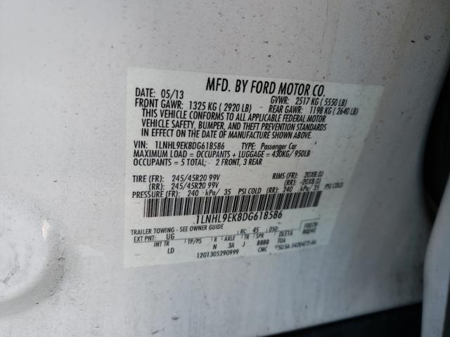 2013 LINCOLN MKS 1LNHL9EK8DG618586