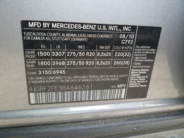 2011 MERCEDES-BENZ GL 350 BLU 4JGBF2FE3BA646261