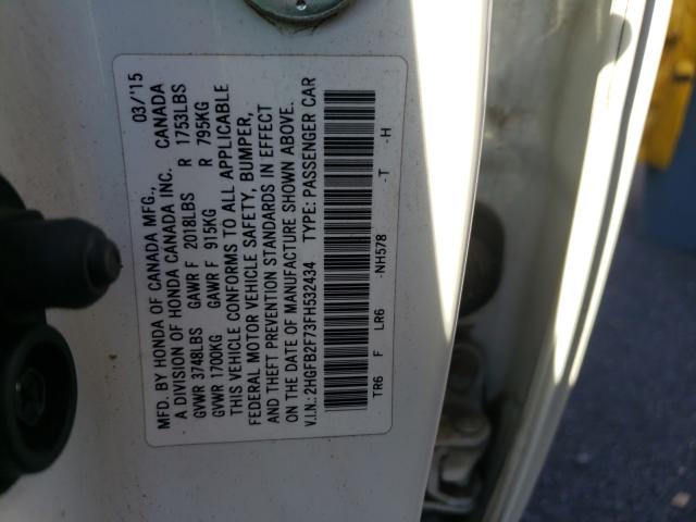 2015 HONDA CIVIC SE 2HGFB2F73FH532434