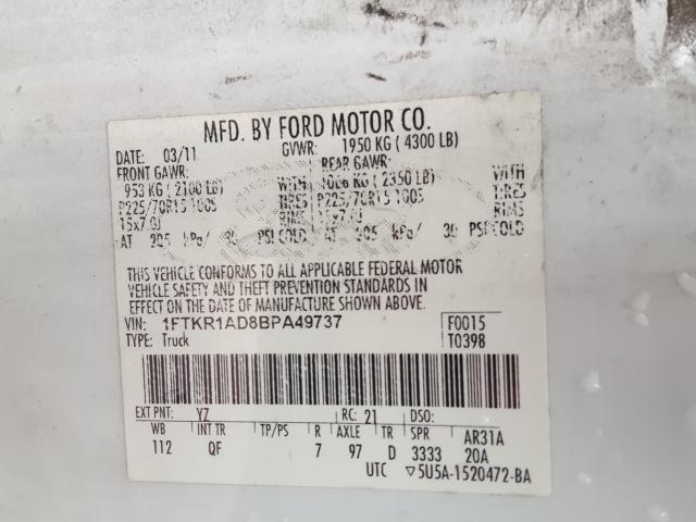2011 FORD RANGER 1FTKR1AD8BPA49737