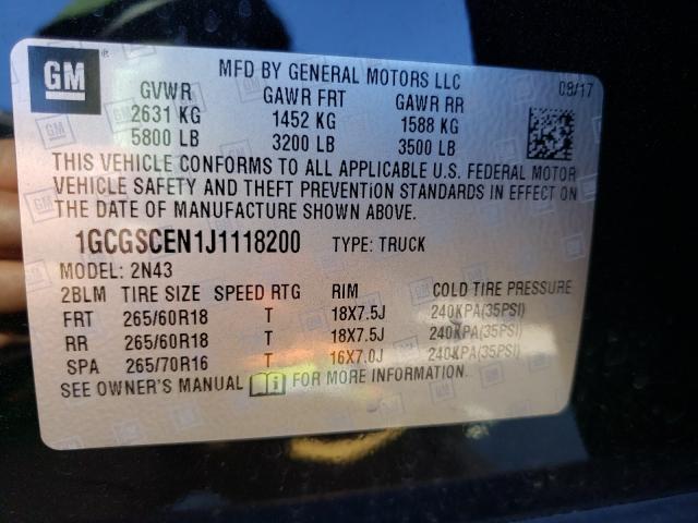 2018 CHEVROLET COLORADO L - 1GCGSCEN1J1118200