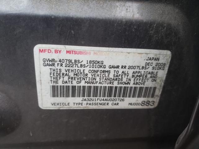 2010 MITSUBISHI LANCER DE JA32U1FU4AU020726
