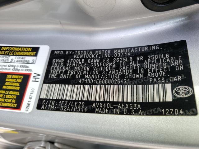 2014 TOYOTA AVALON HYB 4T1BD1EB0EU026431