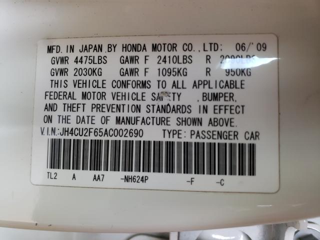 2010 ACURA TSX JH4CU2F65AC002690