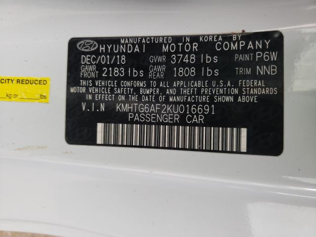 2019 HYUNDAI VELOSTER B KMHTG6AF2KU016691