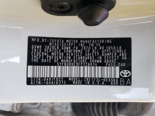 2015 TOYOTA COROLLA S 5YFBURHE9FP228014