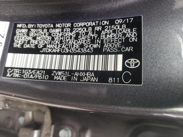 2017 TOYOTA PRIUS - JTDKARFU3H3543843