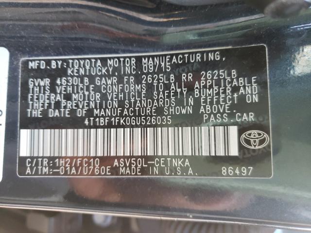 2016 TOYOTA CAMRY LE 4T1BF1FK0GU526035
