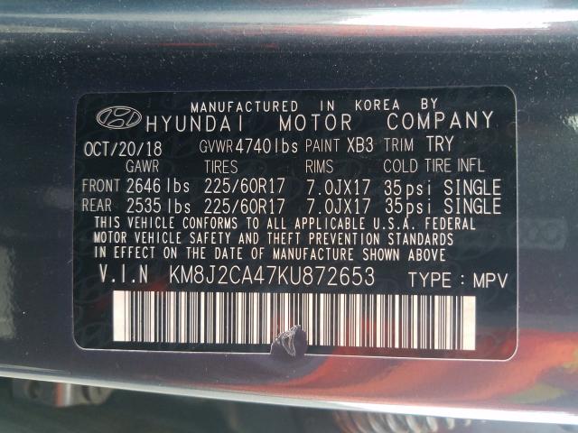 2019 HYUNDAI TUCSON SE KM8J2CA47KU872653