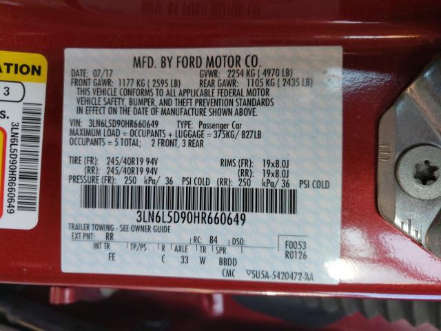 2017 LINCOLN MKZ SELECT 3LN6L5D90HR660649