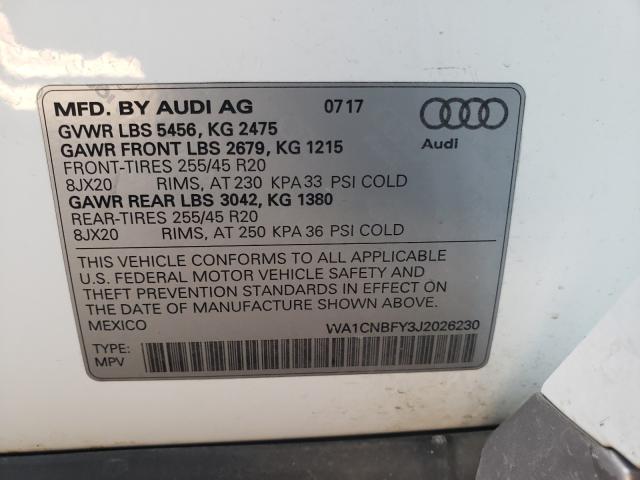 2018 AUDI Q5 PRESTIG WA1CNBFY3J2026230