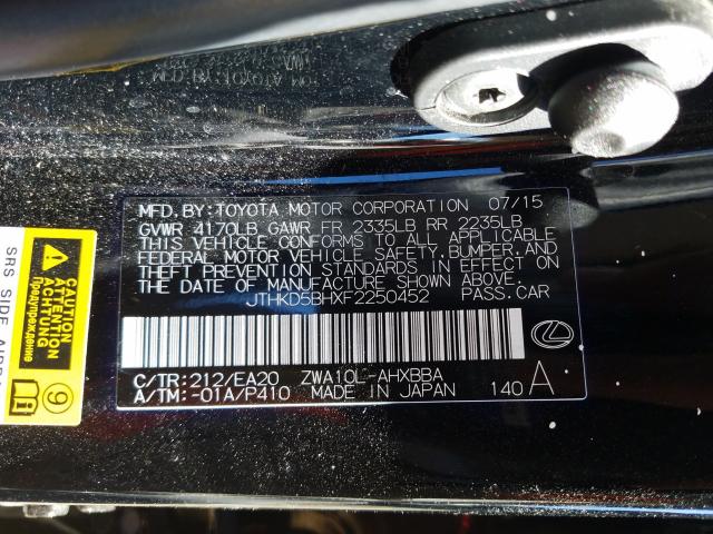 2015 LEXUS CT 200 JTHKD5BHXF2250452