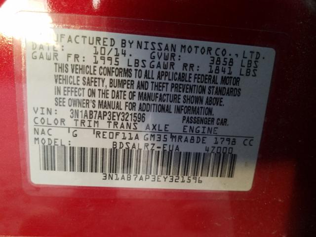 2014 NISSAN SENTRA 3N1AB7AP3EY321596