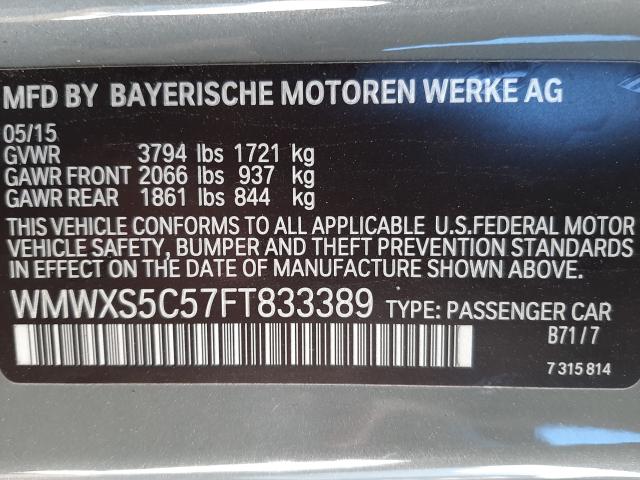 2015 MINI COOPER WMWXS5C57FT833389