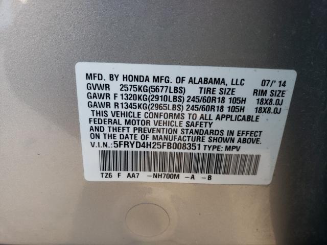 2015 ACURA MDX 5FRYD4H25FB008351