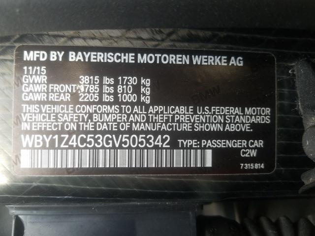 2016 BMW I3 REX WBY1Z4C53GV505342